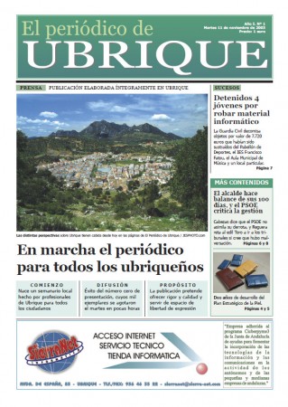 Portada de El Periódico de Ubrique nº 1 Portada de El Periódico de Ubrique nº 1