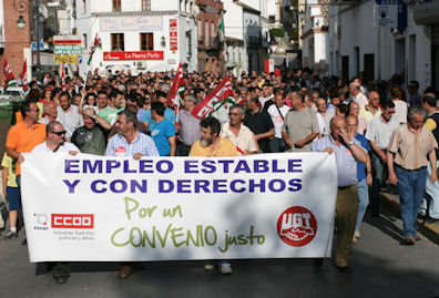 Manifestación de trabajadores de la piel el 26 de mayo de 2011