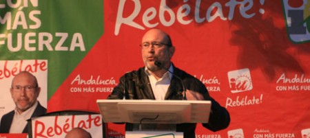 Ignacio García, en su intervención en el acto electoral de IU en Ubrique.