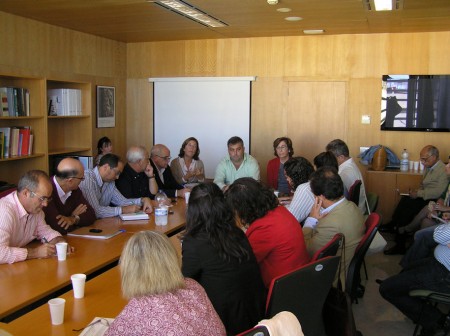 El alcalde de Ubrique, Manuel Toro, con otros alcaldes y el delegado territorial, Manuel Cárdenas.