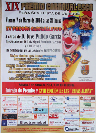 Cartel del XIX Premio Carnavalesco de la Peña Sevillista de Ubrique.