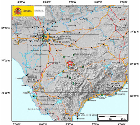Mapa de repercusión del sismo (Instituto Geográfico Nacional).
