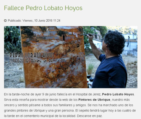 Captura de la web "Pintores de Ubrique".