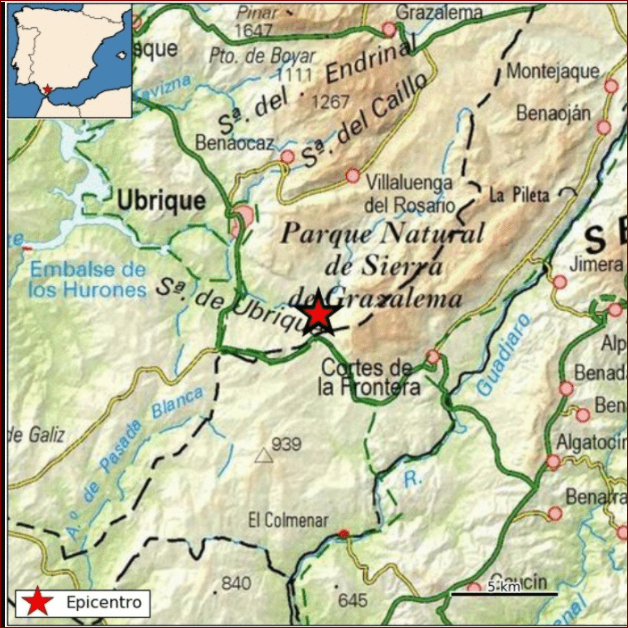Mapa del terremoto (Instituto Geográfico Nacional).