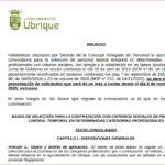Anuncio de la bolsa de trabajo.