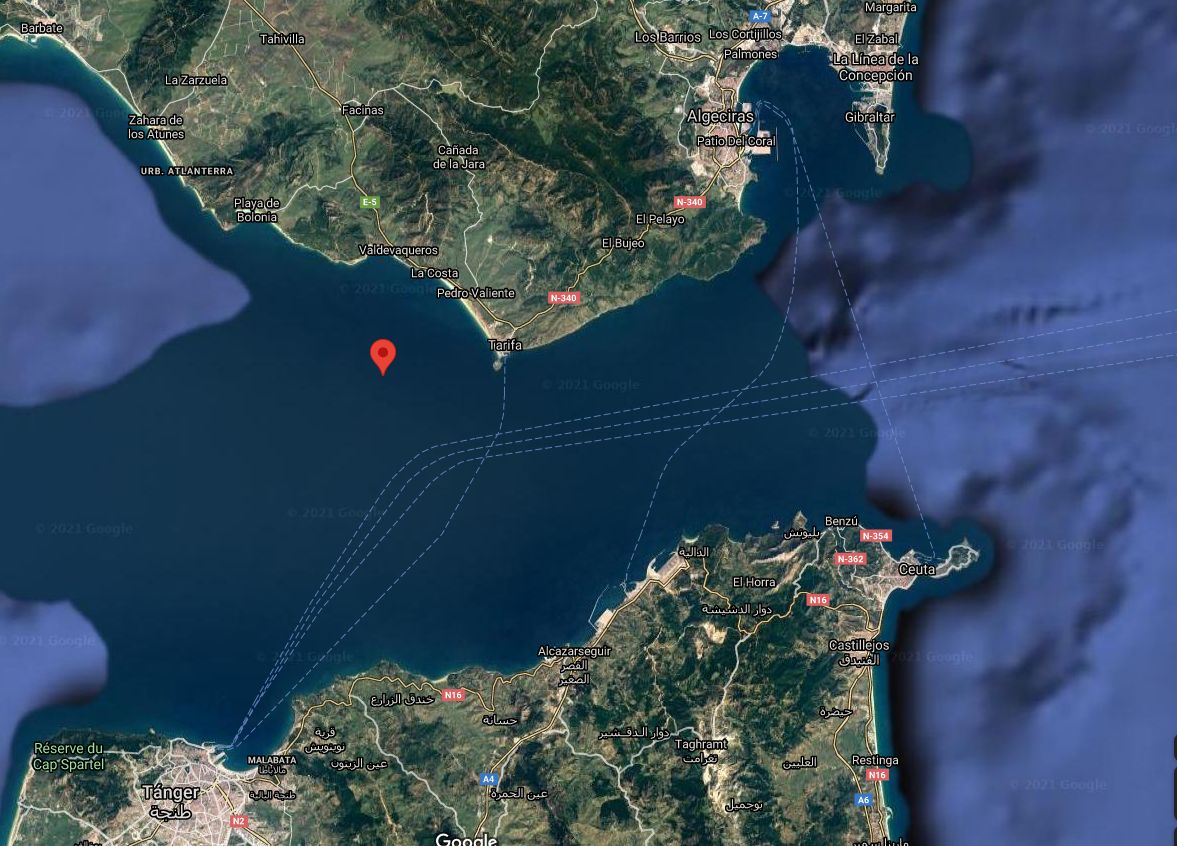 Estrecho de Gibraltar (Google Maps).