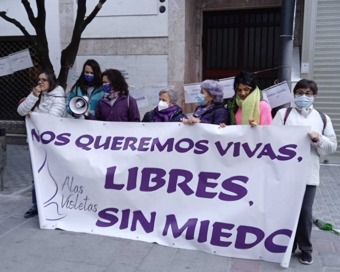 Reivindicación de Alas Violetas en la avenida de España.