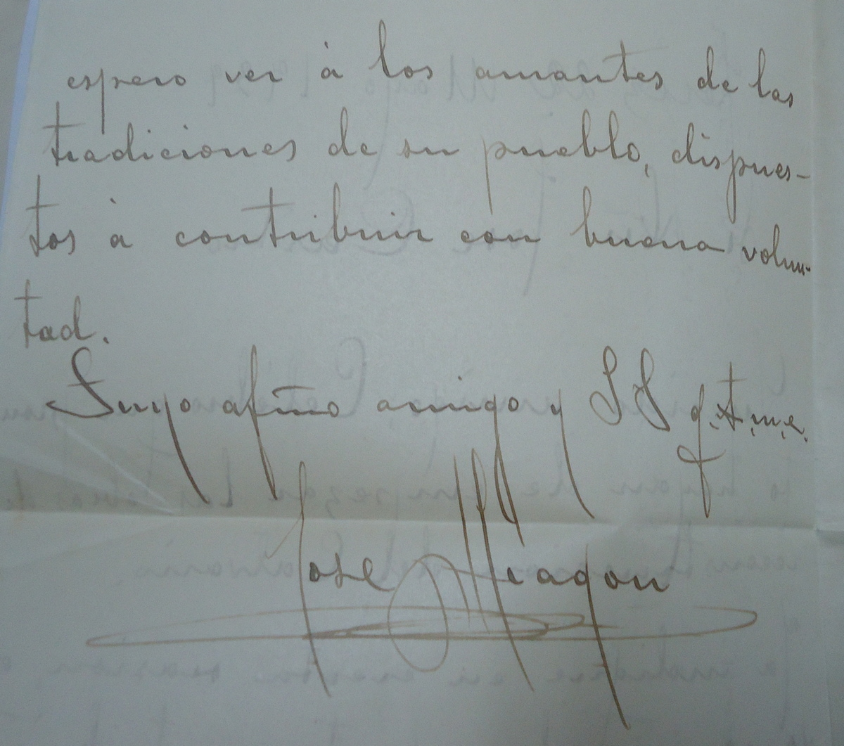 Carta de José Aragón Luque al alcalde José Castro, 1939 (Archivo Municipal de Ubrique).