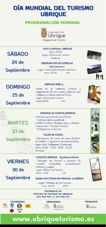 Cartel de las actividades con motivo del Día Mundial del Turismo.